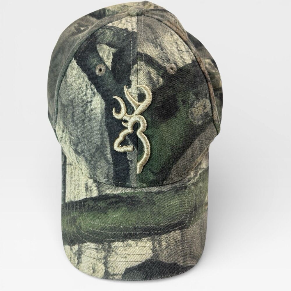 Browning Camo Hat Hunting Baseball Cap Adjustable Strapback Deer Logo